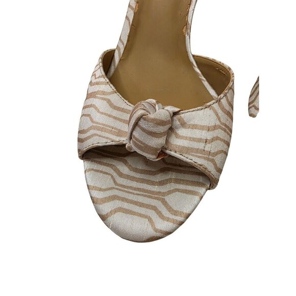 Ann Taylor Womens Open-Toe Heels With Knotted Bow Beige & White Size 8 - Picture 5 of 16